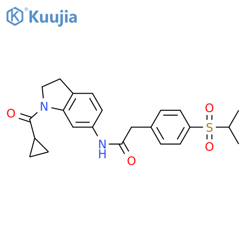 N-(1-cyclopropanecarbonyl-2,3-dihydro-1H-indol-6-yl)-2-4-(propane-2-sulfonyl)phenylacetamide structure