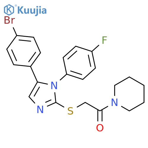 2-{[5-(4-bromophenyl)-1-(4-fluorophenyl)-1H-imidazol-2-yl]sulfanyl}-1-(piperidin-1-yl)ethan-1-one structure