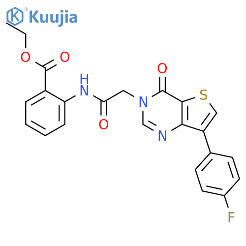 ethyl 2-{2-[7-(4-fluorophenyl)-4-oxo-3H,4H-thieno[3,2-d]pyrimidin-3-yl]acetamido}benzoate structure