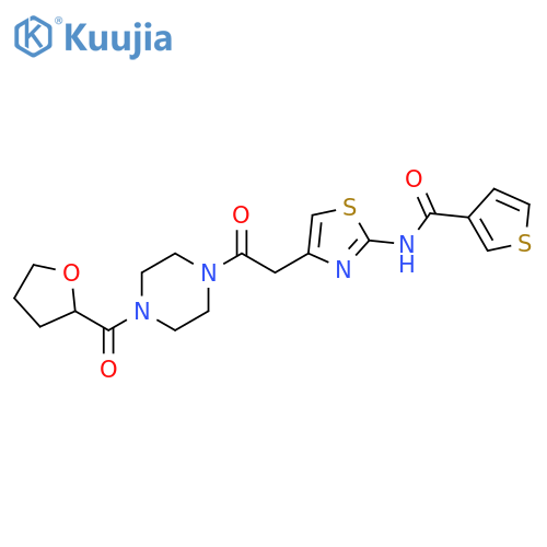 N-(4-{2-oxo-2-4-(oxolane-2-carbonyl)piperazin-1-ylethyl}-1,3-thiazol-2-yl)thiophene-3-carboxamide structure