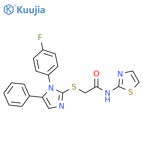 2-{[1-(4-fluorophenyl)-5-phenyl-1H-imidazol-2-yl]sulfanyl}-N-(1,3-thiazol-2-yl)acetamide structure