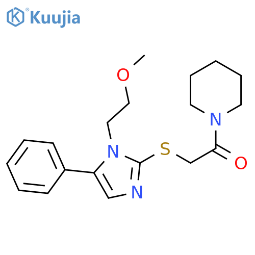 2-{[1-(2-methoxyethyl)-5-phenyl-1H-imidazol-2-yl]sulfanyl}-1-(piperidin-1-yl)ethan-1-one structure