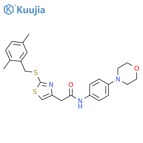 2-(2-{(2,5-dimethylphenyl)methylsulfanyl}-1,3-thiazol-4-yl)-N-4-(morpholin-4-yl)phenylacetamide structure