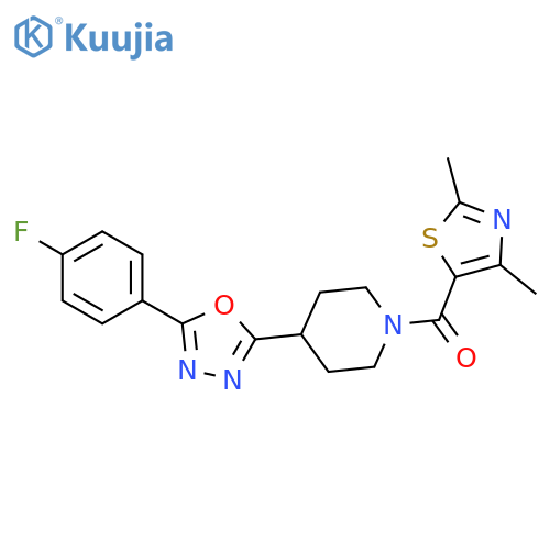 1-(2,4-dimethyl-1,3-thiazole-5-carbonyl)-4-5-(4-fluorophenyl)-1,3,4-oxadiazol-2-ylpiperidine structure