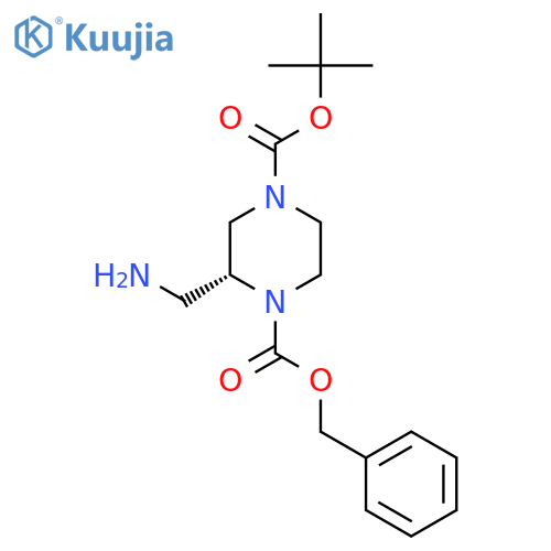 1-benzyl 4-tert-butyl (2R)-2-(aminomethyl)piperazine-1,4-dicarboxylate structure