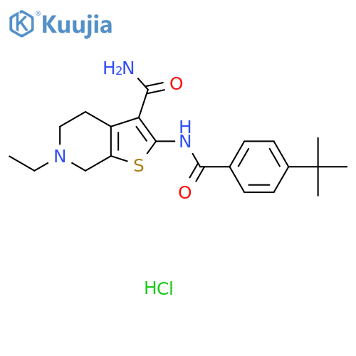 2-(4-tert-butylbenzamido)-6-ethyl-4H,5H,6H,7H-thieno[2,3-c]pyridine-3-carboxamide hydrochloride structure