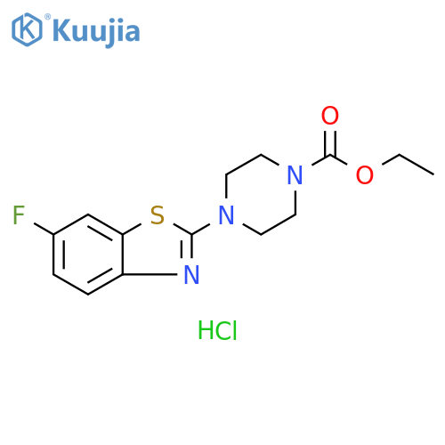 ethyl 4-(6-fluoro-1,3-benzothiazol-2-yl)piperazine-1-carboxylate hydrochloride structure