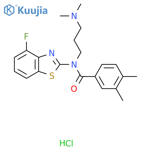 N-[3-(dimethylamino)propyl]-N-(4-fluoro-1,3-benzothiazol-2-yl)-3,4-dimethylbenzamide hydrochloride structure