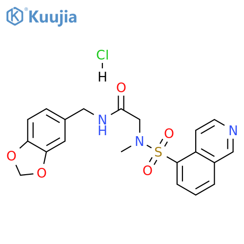N-[(2H-1,3-benzodioxol-5-yl)methyl]-2-(N-methylisoquinoline-5-sulfonamido)acetamide hydrochloride structure