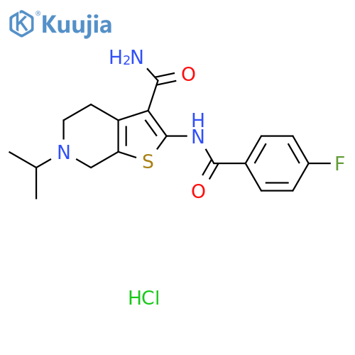 2-(4-fluorobenzamido)-6-(propan-2-yl)-4H,5H,6H,7H-thieno2,3-cpyridine-3-carboxamide hydrochloride structure