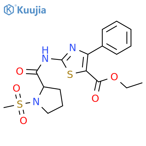 ethyl 2-(1-methanesulfonylpyrrolidine-2-amido)-4-phenyl-1,3-thiazole-5-carboxylate structure