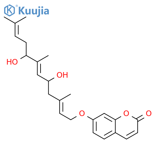 2H-1-Benzopyran-2-one,7-[[(2E,6E)-5,8-dihydroxy-3,7,11-trimethyl-2,6,10-dodecatrien-1-yl]oxy]- structure