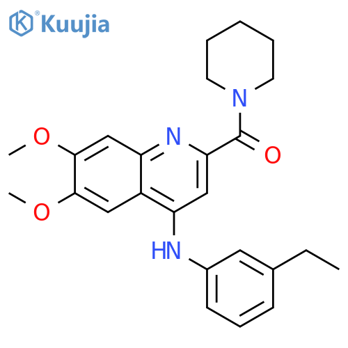 N-(3-ethylphenyl)-6,7-dimethoxy-2-(piperidine-1-carbonyl)quinolin-4-amine structure
