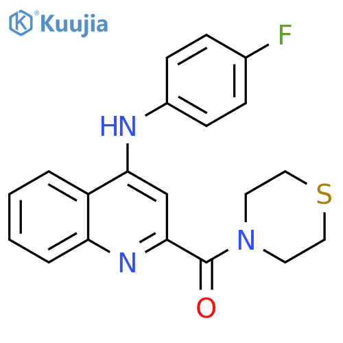 N-(4-fluorophenyl)-2-(thiomorpholine-4-carbonyl)quinolin-4-amine structure