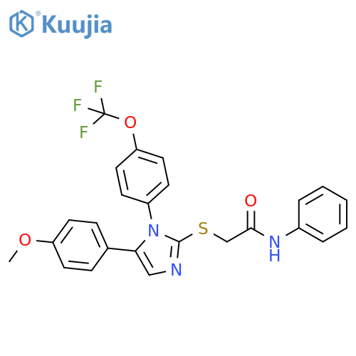 2-{[5-(4-methoxyphenyl)-1-[4-(trifluoromethoxy)phenyl]-1H-imidazol-2-yl]sulfanyl}-N-phenylacetamide structure
