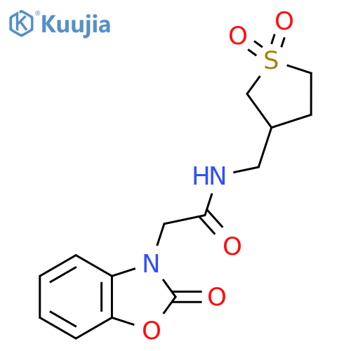 N-(1,1-dioxo-1lambda6-thiolan-3-yl)methyl-2-(2-oxo-2,3-dihydro-1,3-benzoxazol-3-yl)acetamide structure