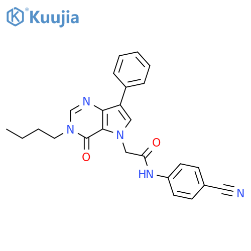 2-{3-butyl-4-oxo-7-phenyl-3H,4H,5H-pyrrolo[3,2-d]pyrimidin-5-yl}-N-(4-cyanophenyl)acetamide structure