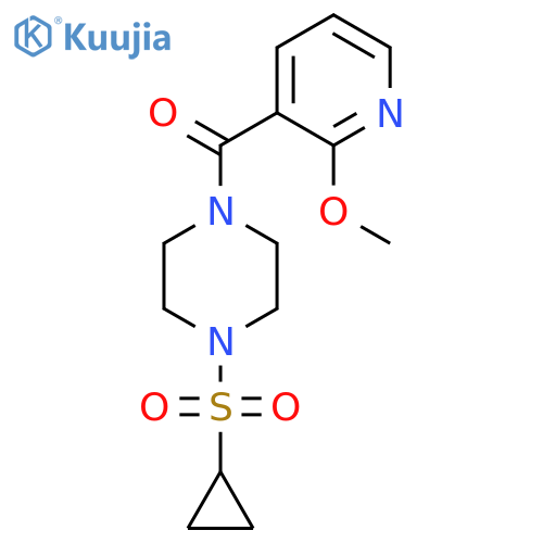 1-(cyclopropanesulfonyl)-4-(2-methoxypyridine-3-carbonyl)piperazine structure