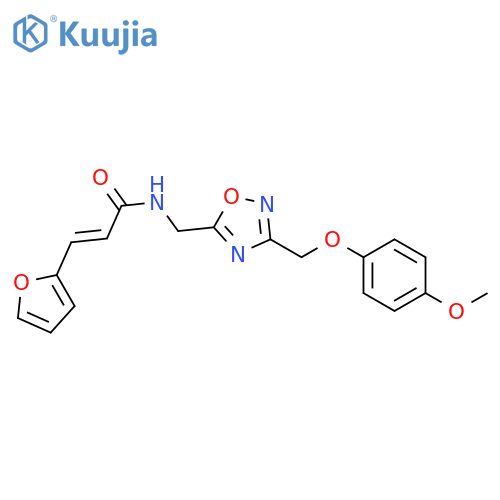 (2E)-3-(furan-2-yl)-N-({3-(4-methoxyphenoxy)methyl-1,2,4-oxadiazol-5-yl}methyl)prop-2-enamide structure