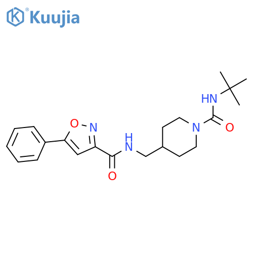 N-tert-butyl-4-{(5-phenyl-1,2-oxazol-3-yl)formamidomethyl}piperidine-1-carboxamide structure