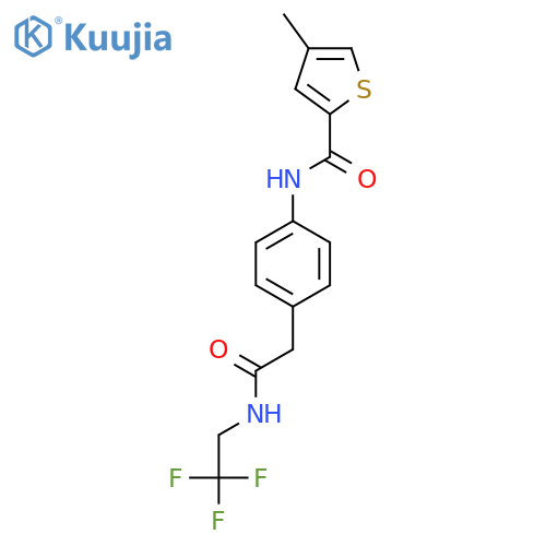 4-methyl-N-(4-{(2,2,2-trifluoroethyl)carbamoylmethyl}phenyl)thiophene-2-carboxamide structure