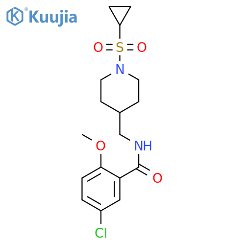 5-chloro-N-{1-(cyclopropanesulfonyl)piperidin-4-ylmethyl}-2-methoxybenzamide structure