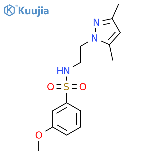 N-2-(3,5-dimethyl-1H-pyrazol-1-yl)ethyl-3-methoxybenzene-1-sulfonamide structure