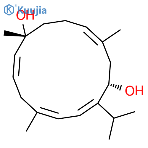 1,3,6,11-Cembratetraene-8,14-diol; (1Z,3E,6E,8R,11E,14S)-form structure