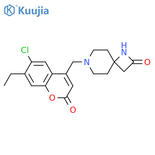 7-[(6-chloro-7-ethyl-2-oxo-2H-chromen-4-yl)methyl]-1,7-diazaspiro[3.5]nonan-2-one structure