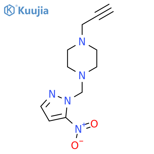 1-(5-nitro-1H-pyrazol-1-yl)methyl-4-(prop-2-yn-1-yl)piperazine structure