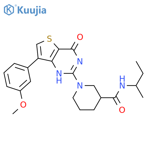 N-(butan-2-yl)-1-7-(3-methoxyphenyl)-4-oxo-3H,4H-thieno3,2-dpyrimidin-2-ylpiperidine-3-carboxamide structure