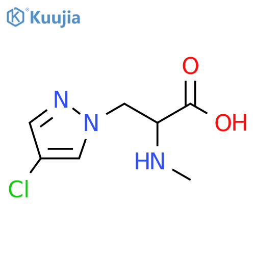 3-(4-chloro-1H-pyrazol-1-yl)-2-(methylamino)propanoic acid structure