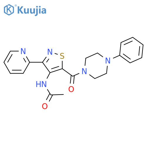 N-[5-(4-phenylpiperazine-1-carbonyl)-3-(pyridin-2-yl)-1,2-thiazol-4-yl]acetamide structure