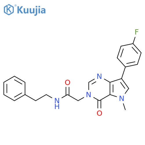 2-7-(4-fluorophenyl)-5-methyl-4-oxo-3H,4H,5H-pyrrolo3,2-dpyrimidin-3-yl-N-(2-phenylethyl)acetamide structure