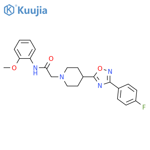 2-{4-3-(4-fluorophenyl)-1,2,4-oxadiazol-5-ylpiperidin-1-yl}-N-(2-methoxyphenyl)acetamide structure