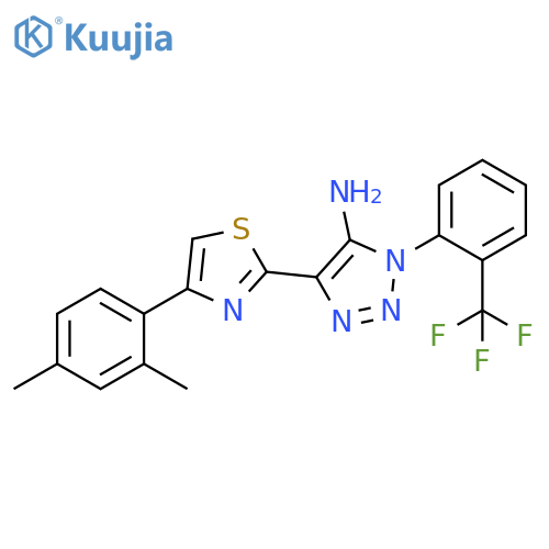 4-[4-(2,4-dimethylphenyl)-1,3-thiazol-2-yl]-1-[2-(trifluoromethyl)phenyl]-1H-1,2,3-triazol-5-amine structure