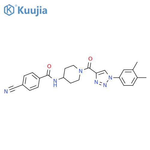 4-cyano-N-{1-1-(3,4-dimethylphenyl)-1H-1,2,3-triazole-4-carbonylpiperidin-4-yl}benzamide structure