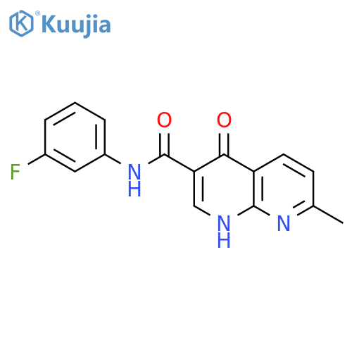 N-(3-fluorophenyl)-7-methyl-4-oxo-1H-1,8-naphthyridine-3-carboxamide structure