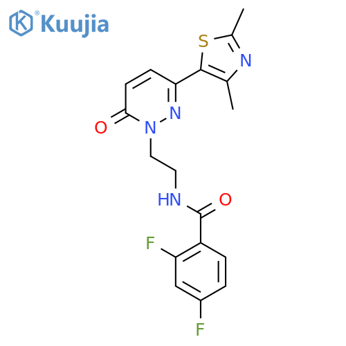 N-{2-3-(2,4-dimethyl-1,3-thiazol-5-yl)-6-oxo-1,6-dihydropyridazin-1-ylethyl}-2,4-difluorobenzamide structure