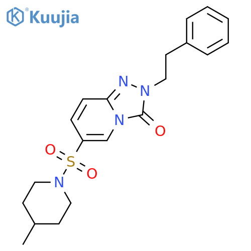 6-[(4-methylpiperidin-1-yl)sulfonyl]-2-(2-phenylethyl)-2H,3H-[1,2,4]triazolo[4,3-a]pyridin-3-one structure