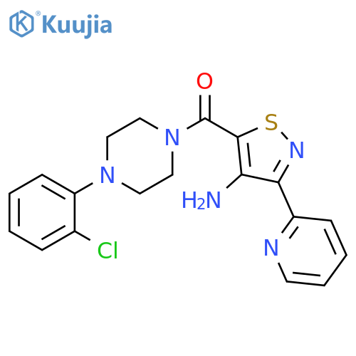 5-[4-(2-chlorophenyl)piperazine-1-carbonyl]-3-(pyridin-2-yl)-1,2-thiazol-4-amine structure