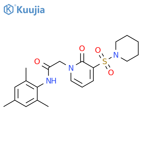 2-2-oxo-3-(piperidine-1-sulfonyl)-1,2-dihydropyridin-1-yl-N-(2,4,6-trimethylphenyl)acetamide structure
