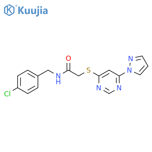 N-[(4-chlorophenyl)methyl]-2-{[6-(1H-pyrazol-1-yl)pyrimidin-4-yl]sulfanyl}acetamide structure