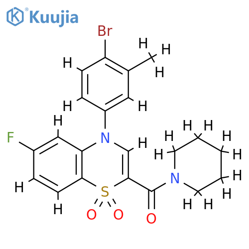 4-(4-bromo-3-methylphenyl)-6-fluoro-2-(piperidine-1-carbonyl)-4H-1lambda6,4-benzothiazine-1,1-dione structure