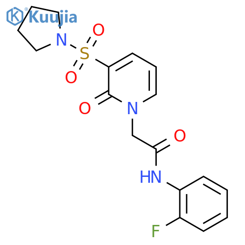 N-(2-fluorophenyl)-2-2-oxo-3-(pyrrolidine-1-sulfonyl)-1,2-dihydropyridin-1-ylacetamide structure