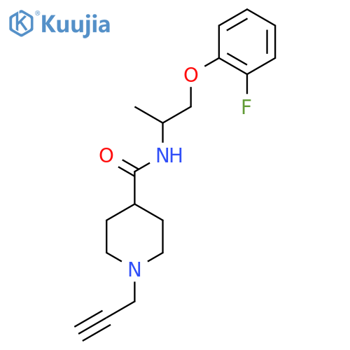 N-[1-(2-fluorophenoxy)propan-2-yl]-1-(prop-2-yn-1-yl)piperidine-4-carboxamide structure