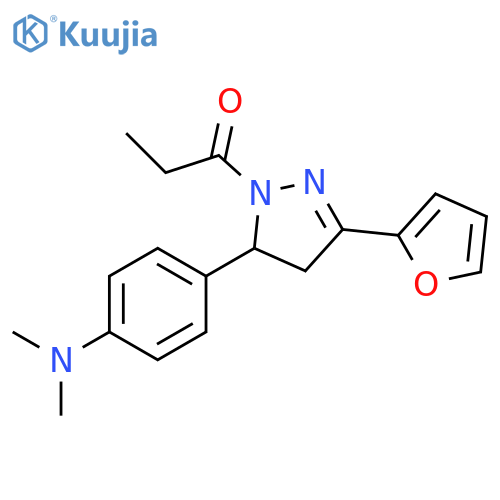 1-{5-[4-(dimethylamino)phenyl]-3-(furan-2-yl)-4,5-dihydro-1H-pyrazol-1-yl}propan-1-one structure