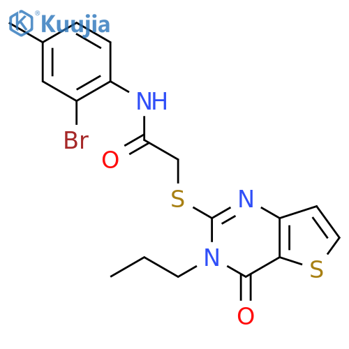N-(2-bromo-4-methylphenyl)-2-({4-oxo-3-propyl-3H,4H-thieno[3,2-d]pyrimidin-2-yl}sulfanyl)acetamide structure