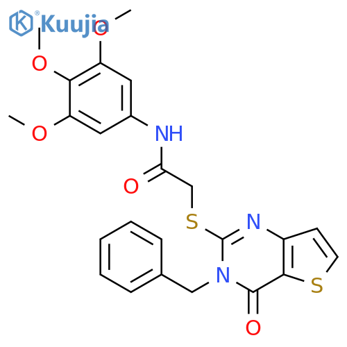 2-({3-benzyl-4-oxo-3H,4H-thieno[3,2-d]pyrimidin-2-yl}sulfanyl)-N-(3,4,5-trimethoxyphenyl)acetamide structure