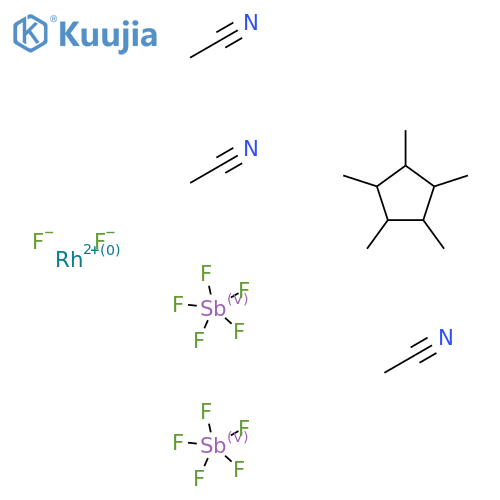 Acetonitrile;pentafluoro-lambda5-stibane;1,2,3,4,5-pentamethylcyclopentane;rhodium(2+);difluoride structure